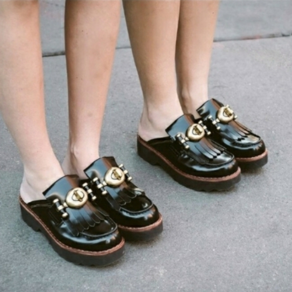 Coach blue turnlock slide mules with fringe - Picture 9 of 9